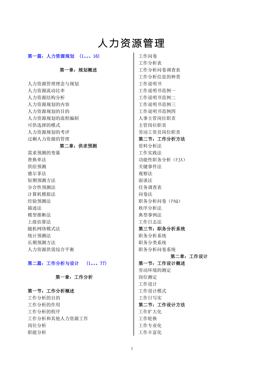 0人力资源管理目录.doc_第1页