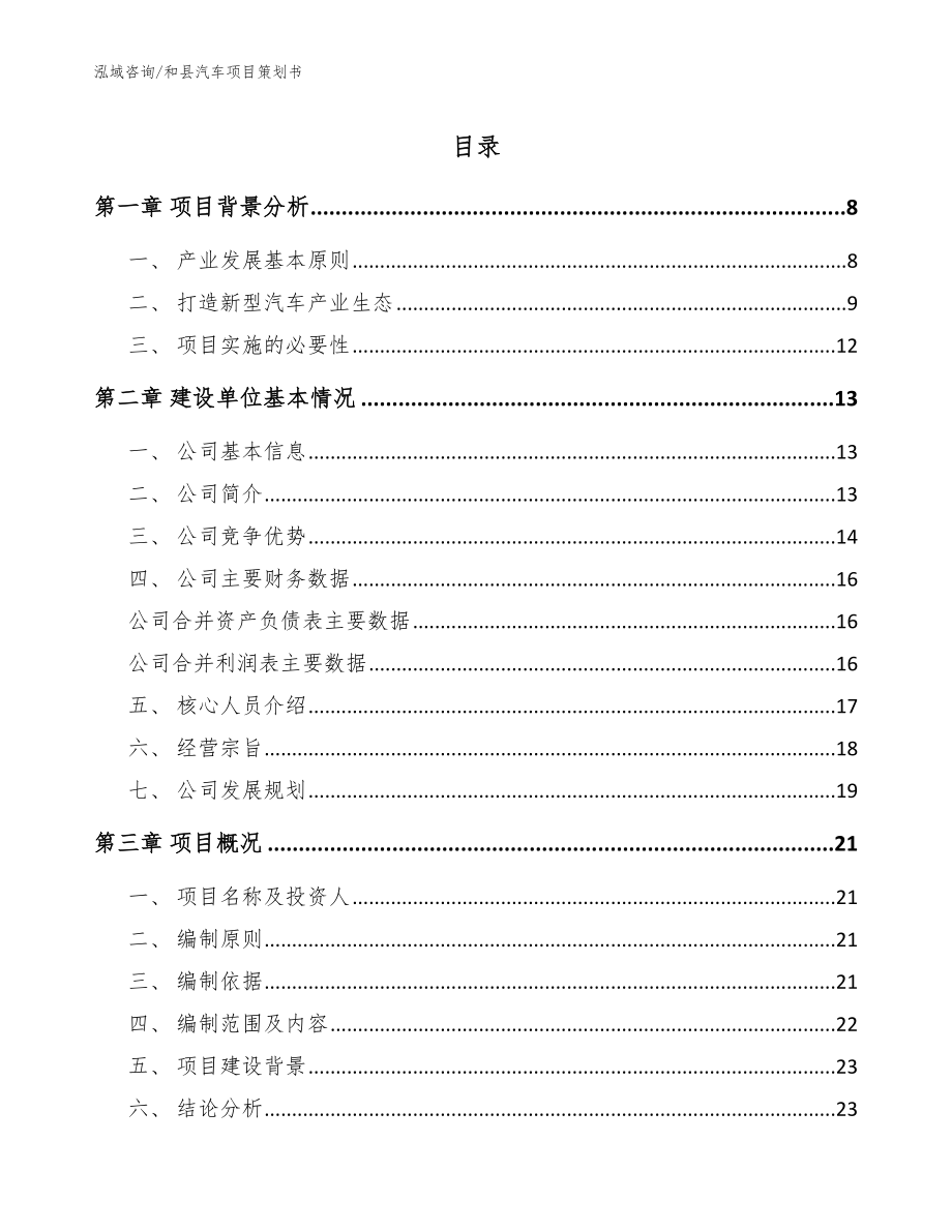 和县汽车项目策划书【参考范文】_第1页