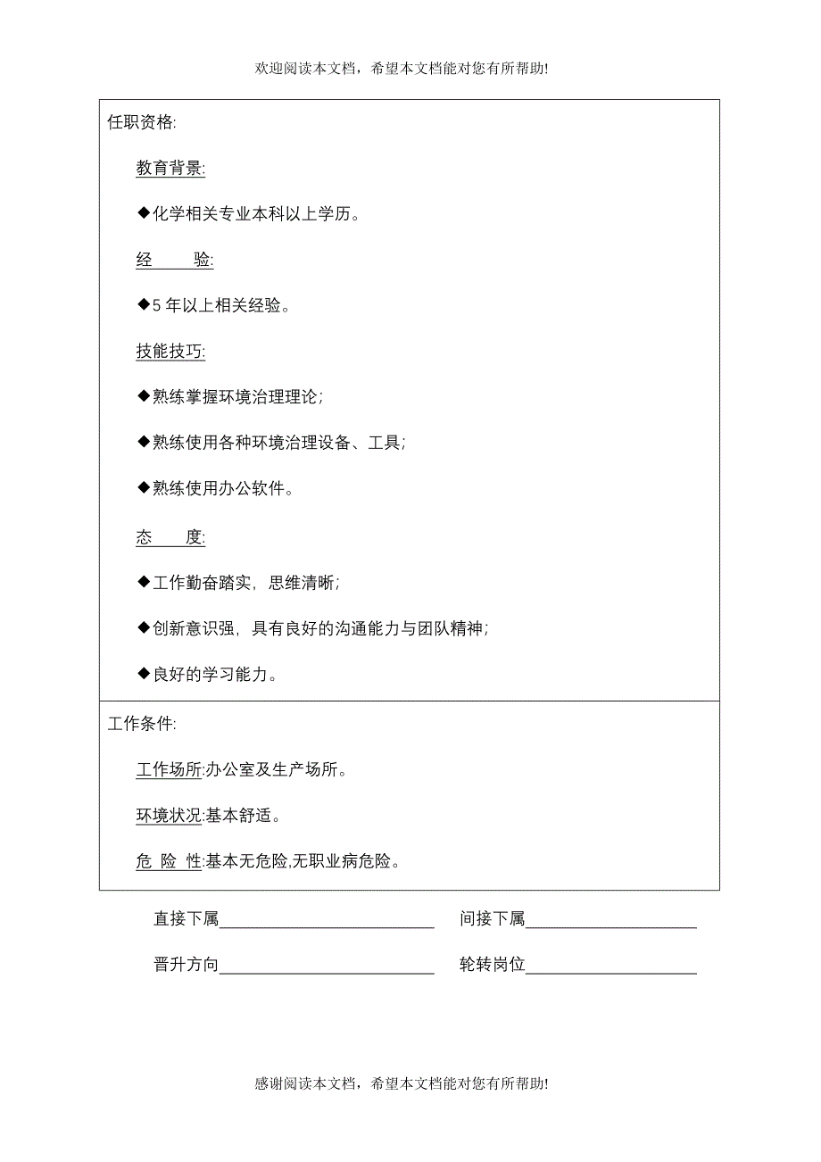 环境治理工程师岗位说明书编写范本_第2页