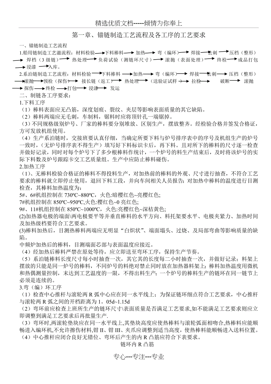 锚链制造工艺流程及各工序的工艺要求_第1页