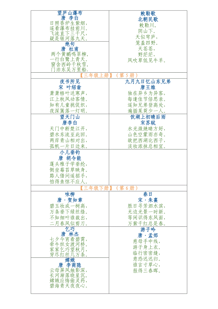 人教版小学语文古诗词全集_第2页