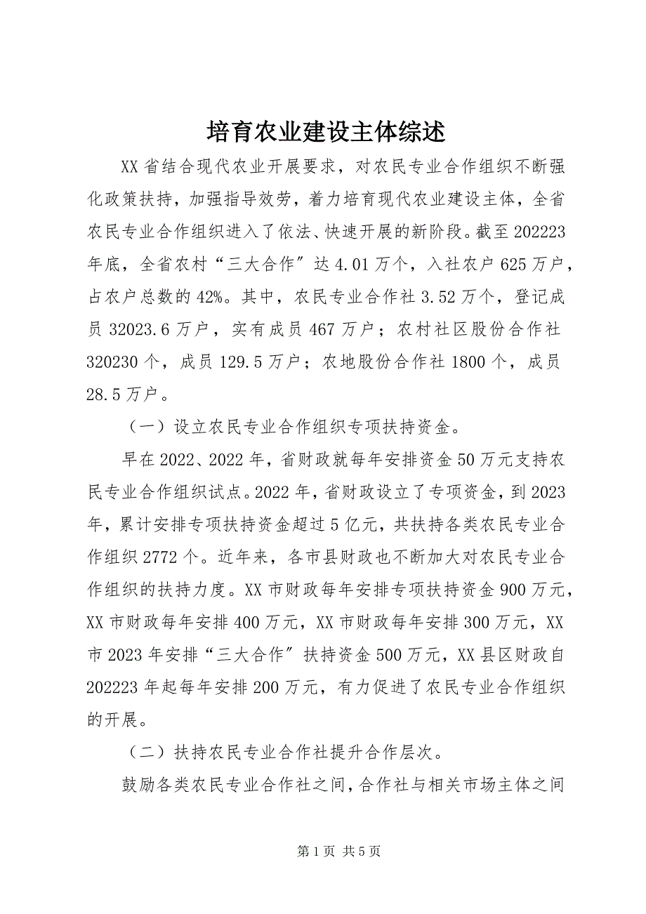 2023年培育农业建设主体综述.docx_第1页