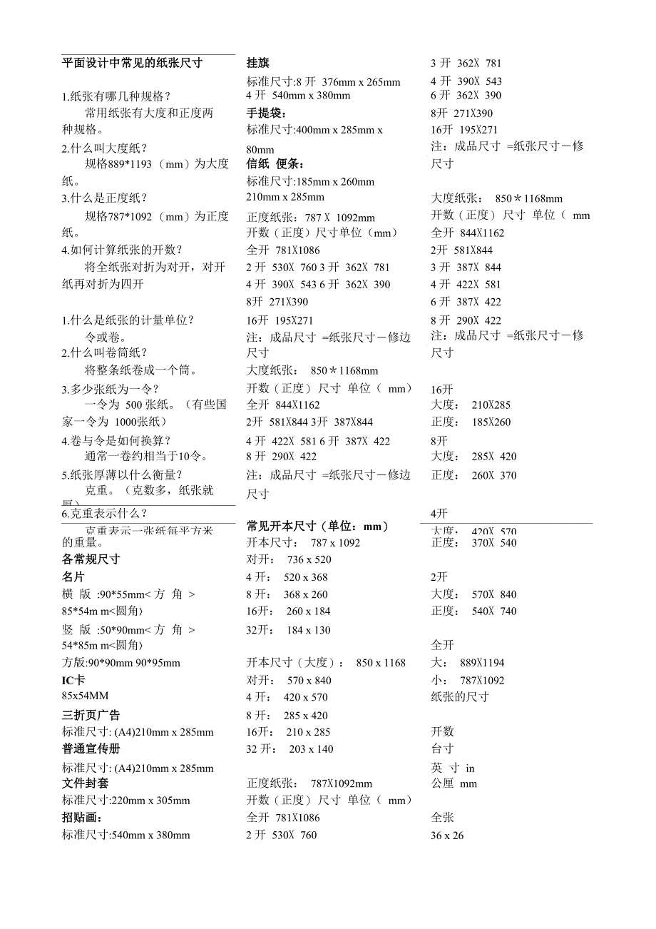 平面设计中常见的纸张尺寸_第1页