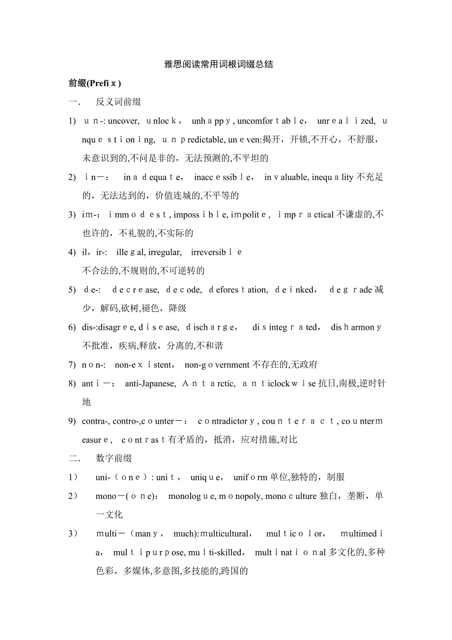 雅思阅读常见词根词缀_第1页