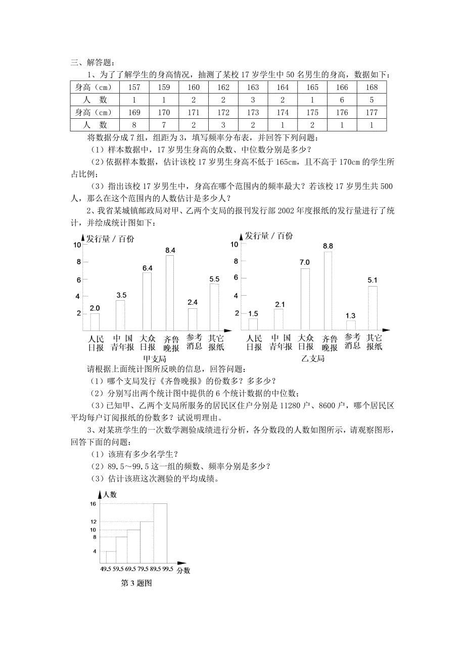 【名校资料】中考数学考前训练：频率分布专题测试及答案_第5页