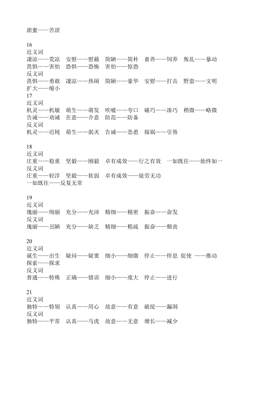 2012年六年级下册近义词、反义词_第3页