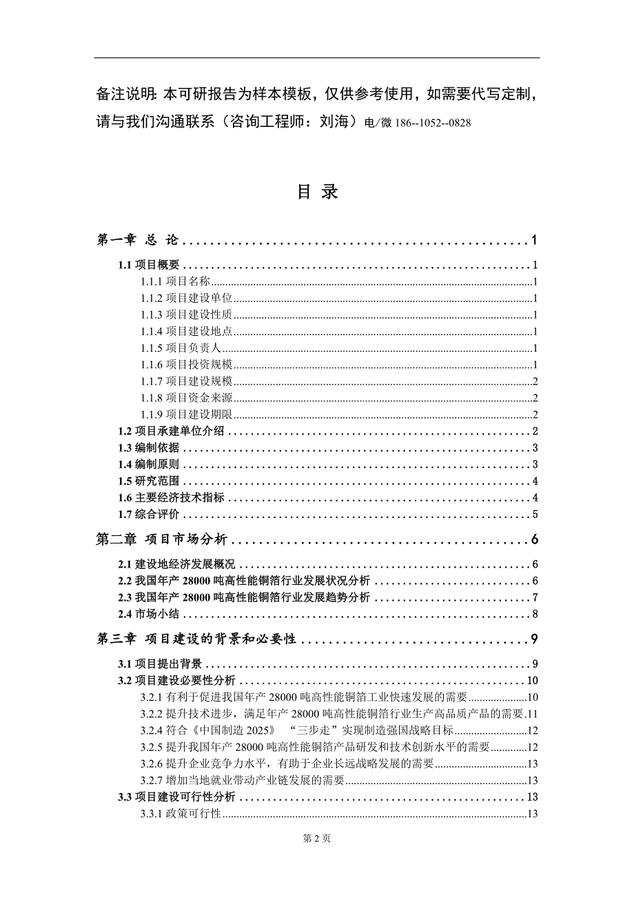 年产28000吨高性能铜箔项目可行性研究报告模板备案审批_第2页