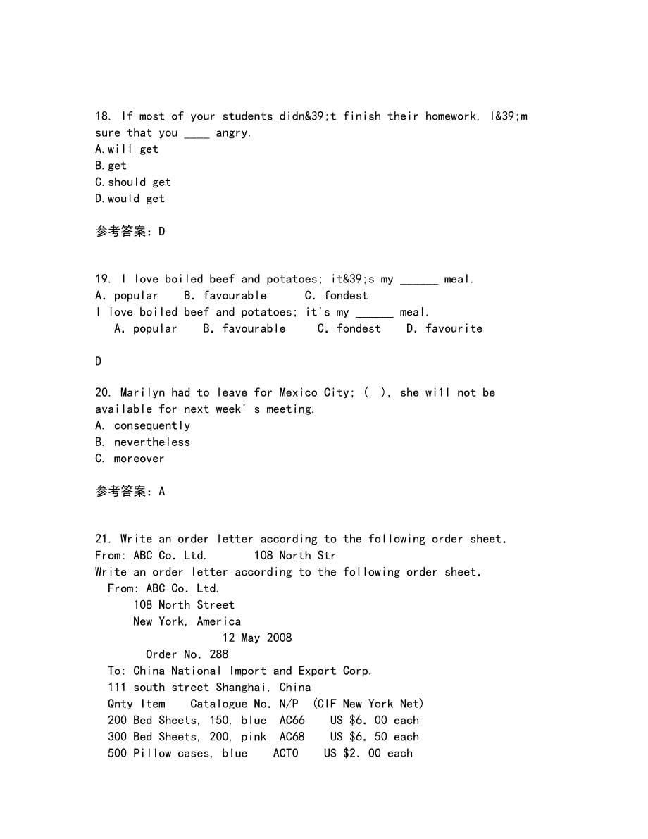 北京语言大学21春《英语语法》离线作业一辅导答案12_第5页