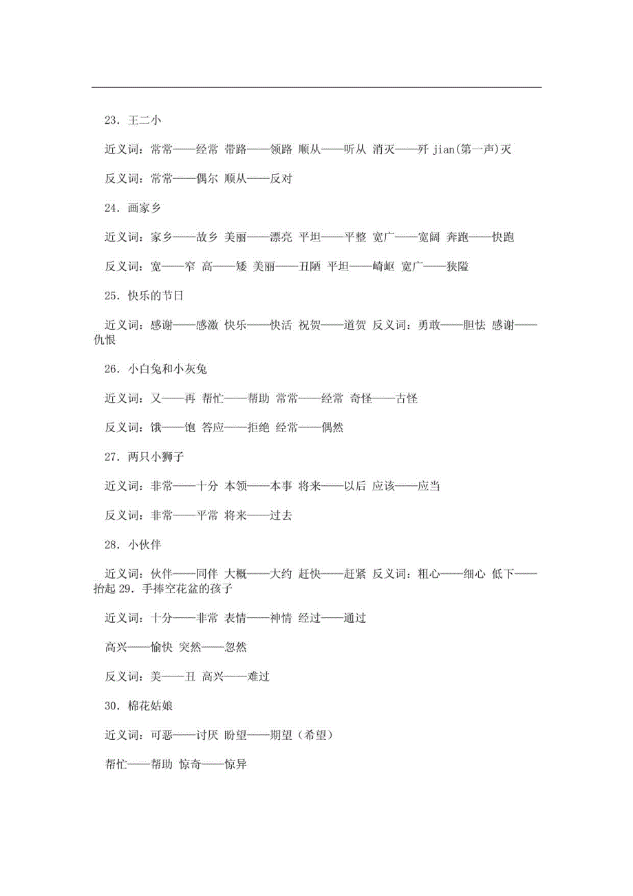 人教版小学语文各年级近义词反义词表_第4页