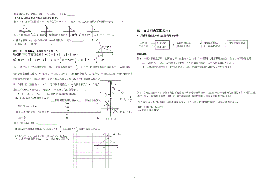 反比例函数知识点及复习题_第2页