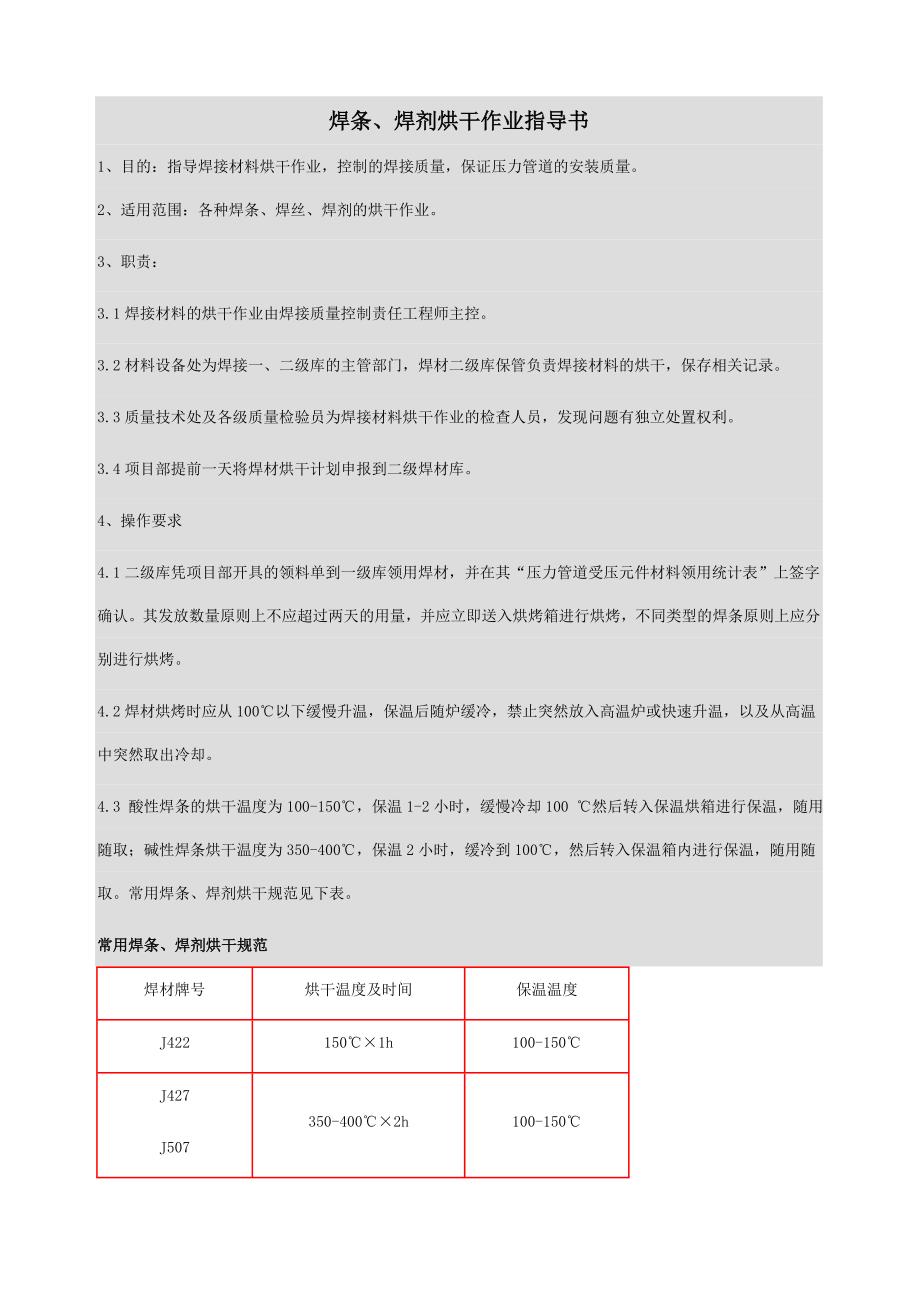 焊条、焊剂烘干作业指导书.doc_第1页