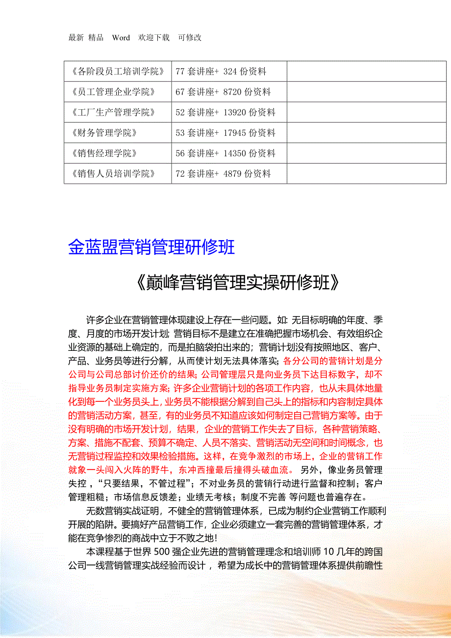 巅峰营销管理实操研修班课程大纲_第2页