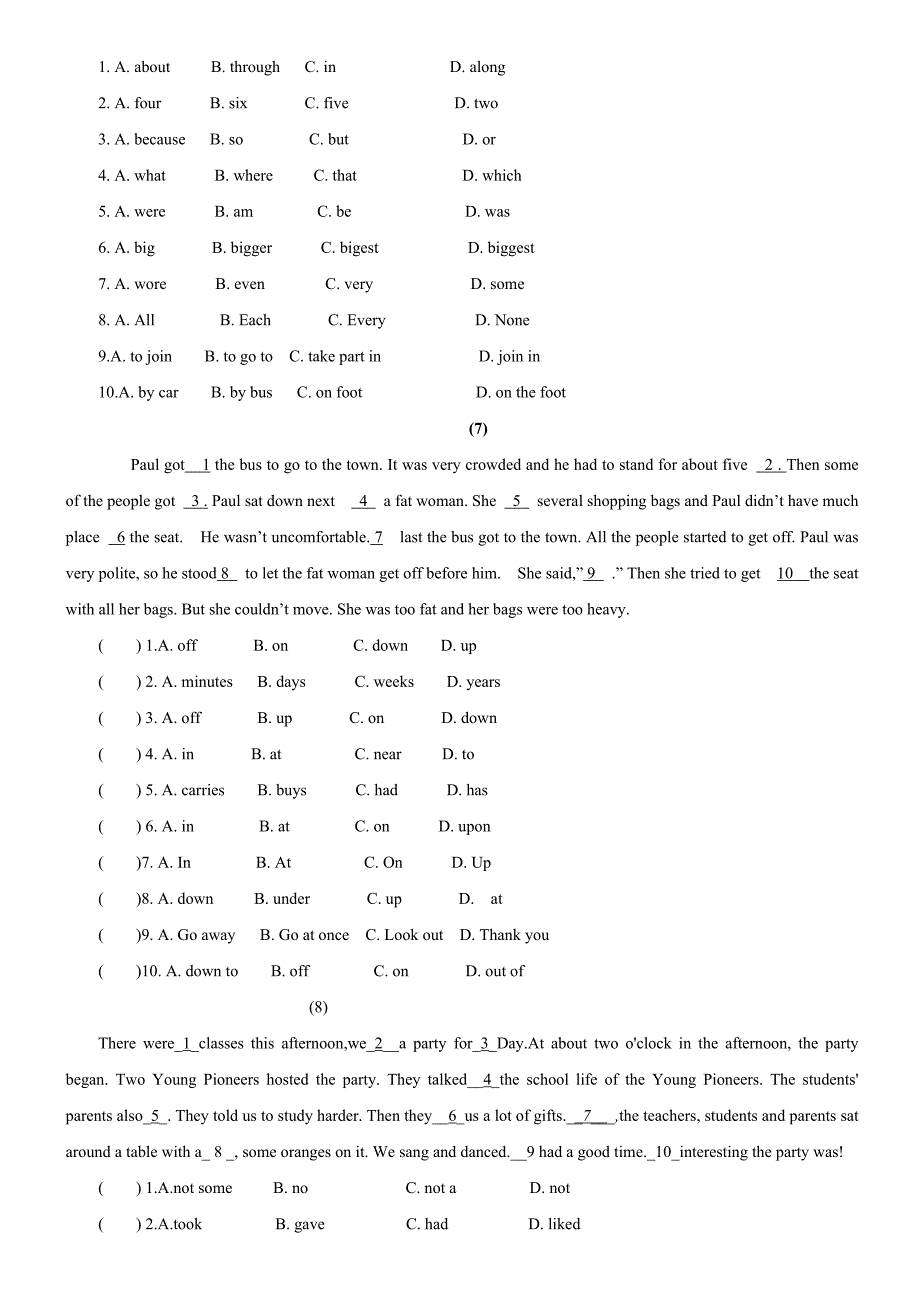 八年级完形填空_第4页