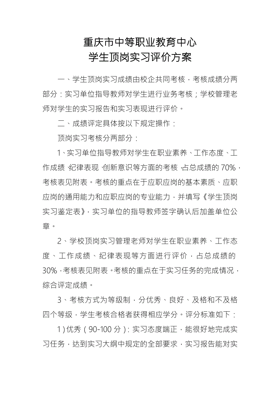 顶岗实习学生考核评价方案_第1页