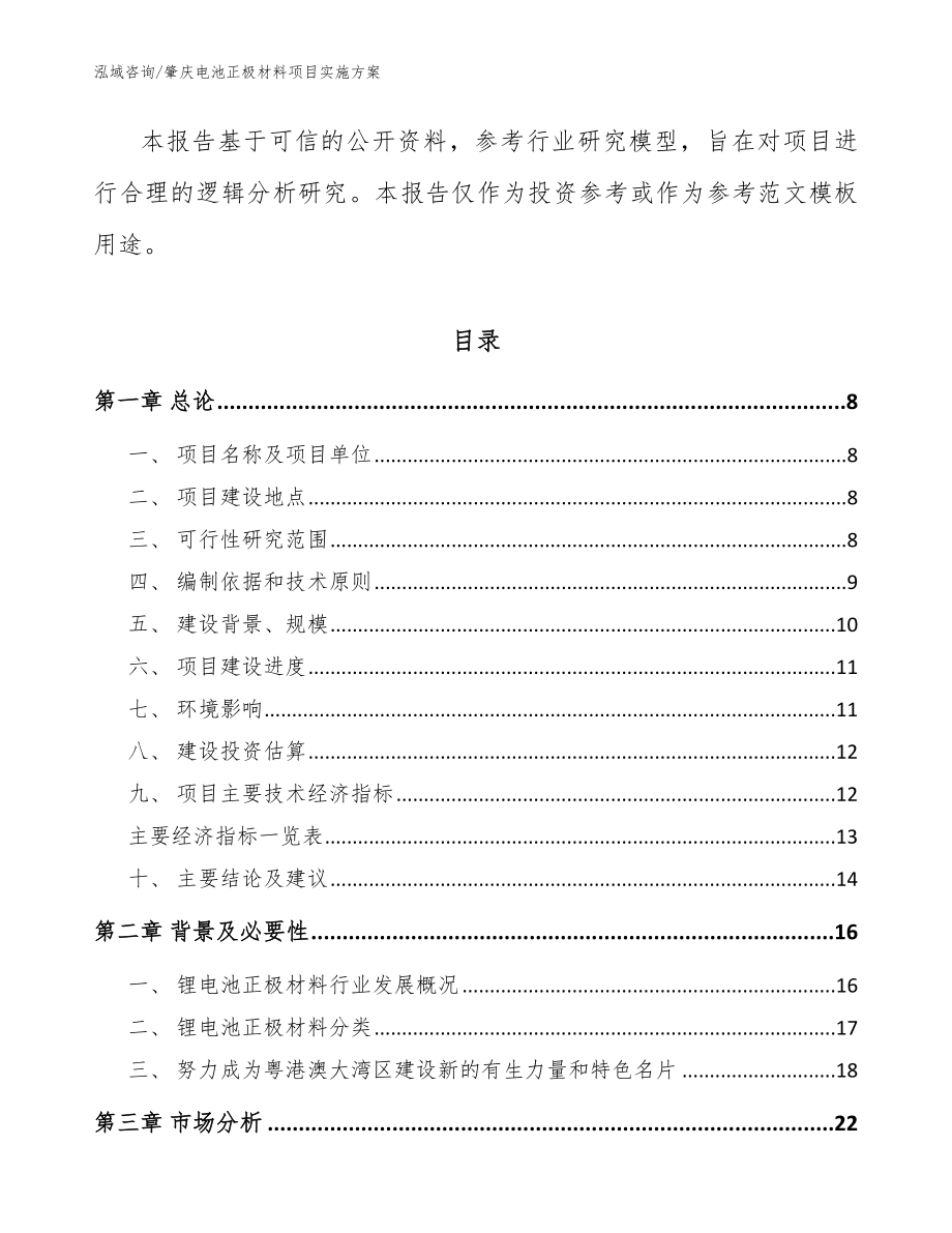 肇庆电池正极材料项目实施方案（模板范本）_第2页