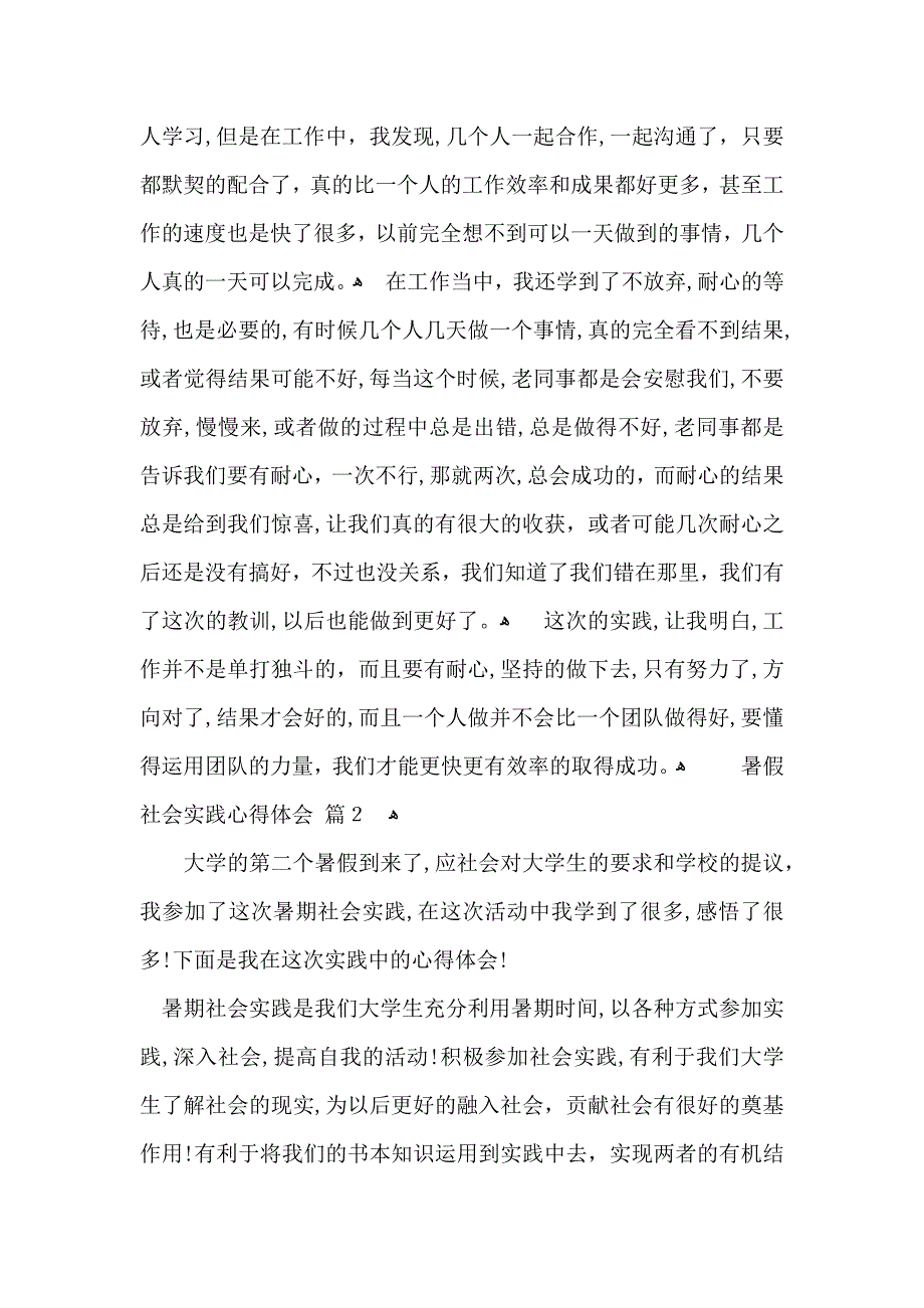 实用暑假社会实践心得体会模板集合九篇_第2页