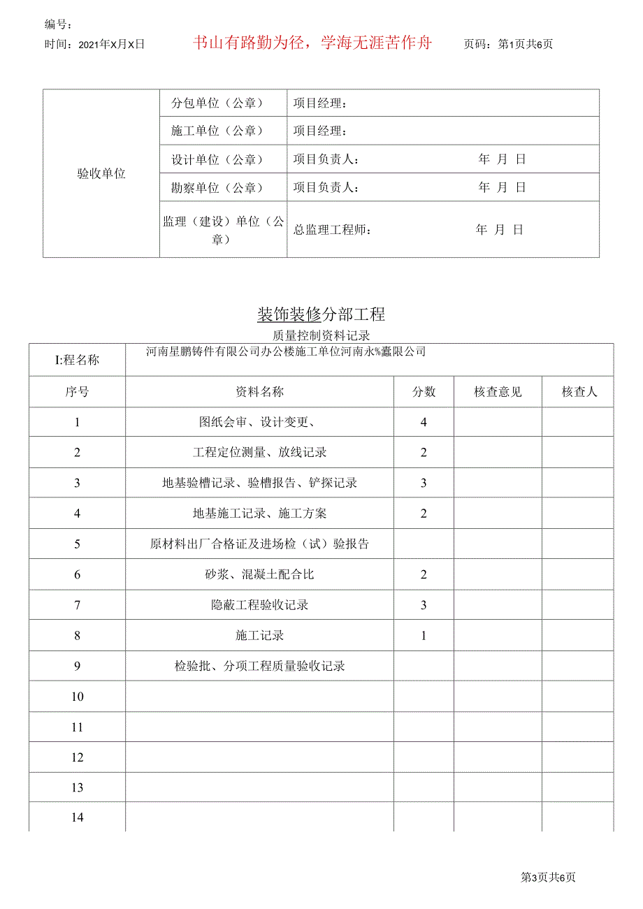 装饰装修分部工程验收记录表_第3页