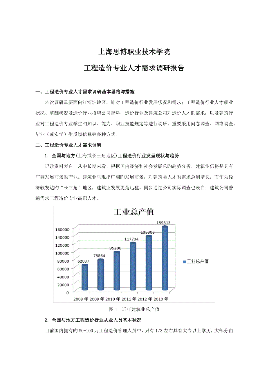 关键工程造价专业调研综合报告_第1页