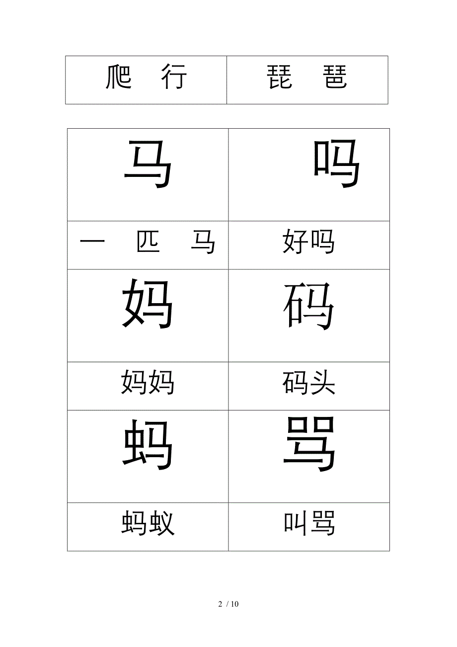 儿童识字卡片1(A4纸打印)_第2页