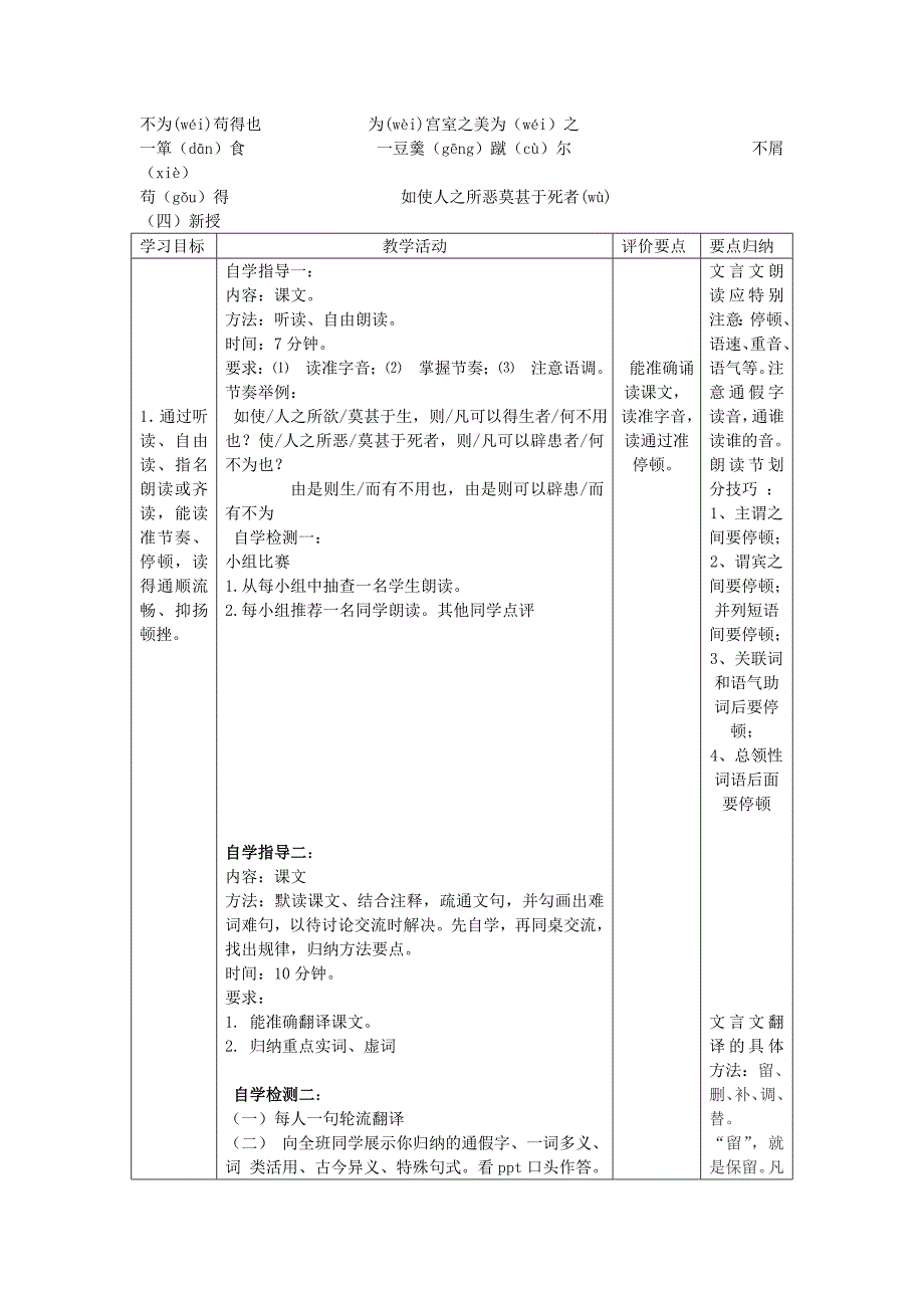 九年级语文下册 19《鱼我所欲也》教学案（新版）新人教版_第2页