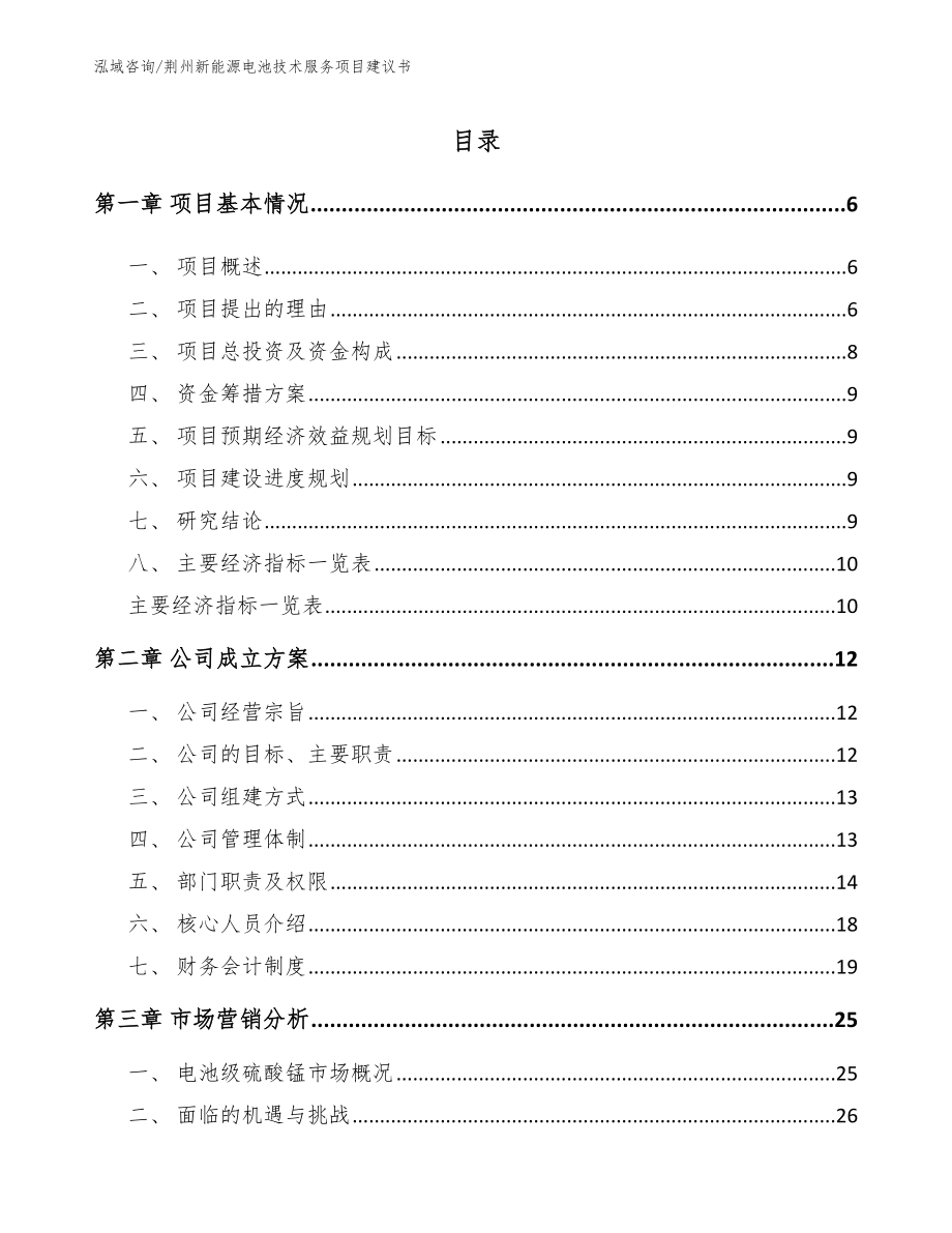 荆州新能源电池技术服务项目建议书范文模板_第1页
