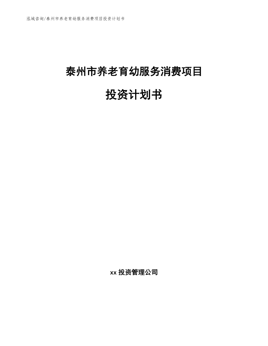 泰州市养老育幼服务消费项目投资计划书_第1页