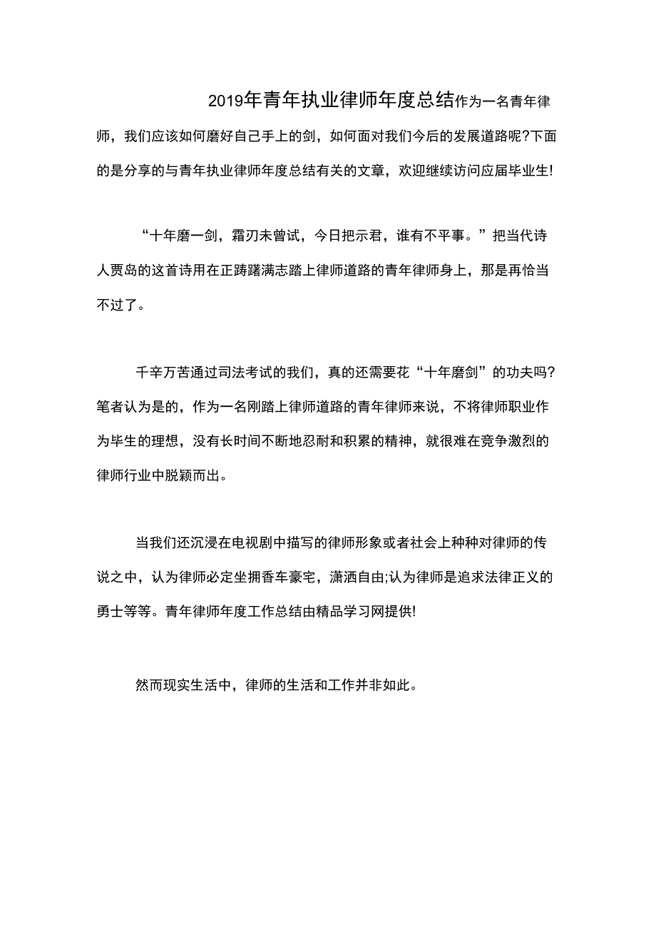 2019年青年执业律师年度总结_第1页