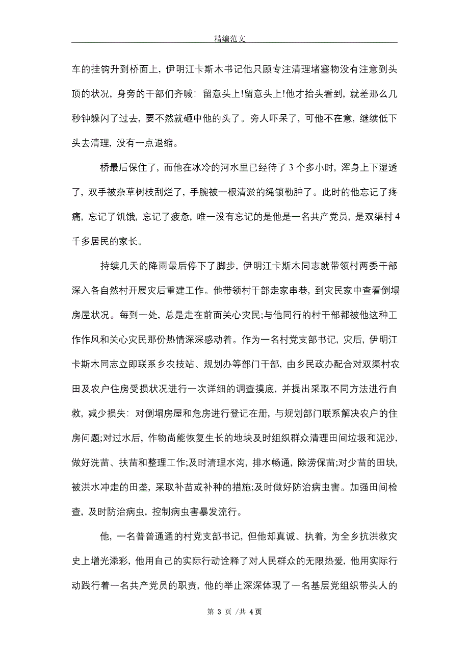 村党支部书记抗洪救灾先进事迹精选_第3页