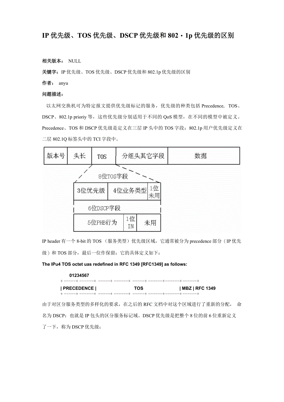 IP优先级、TOS优先级、DSCP优先级和8021p优先级的区别_第1页