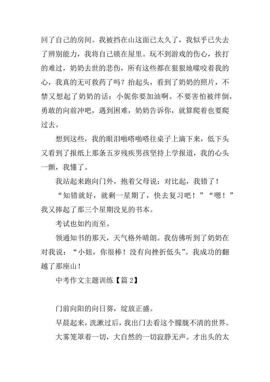 2023年中考作文主题训练_第2页