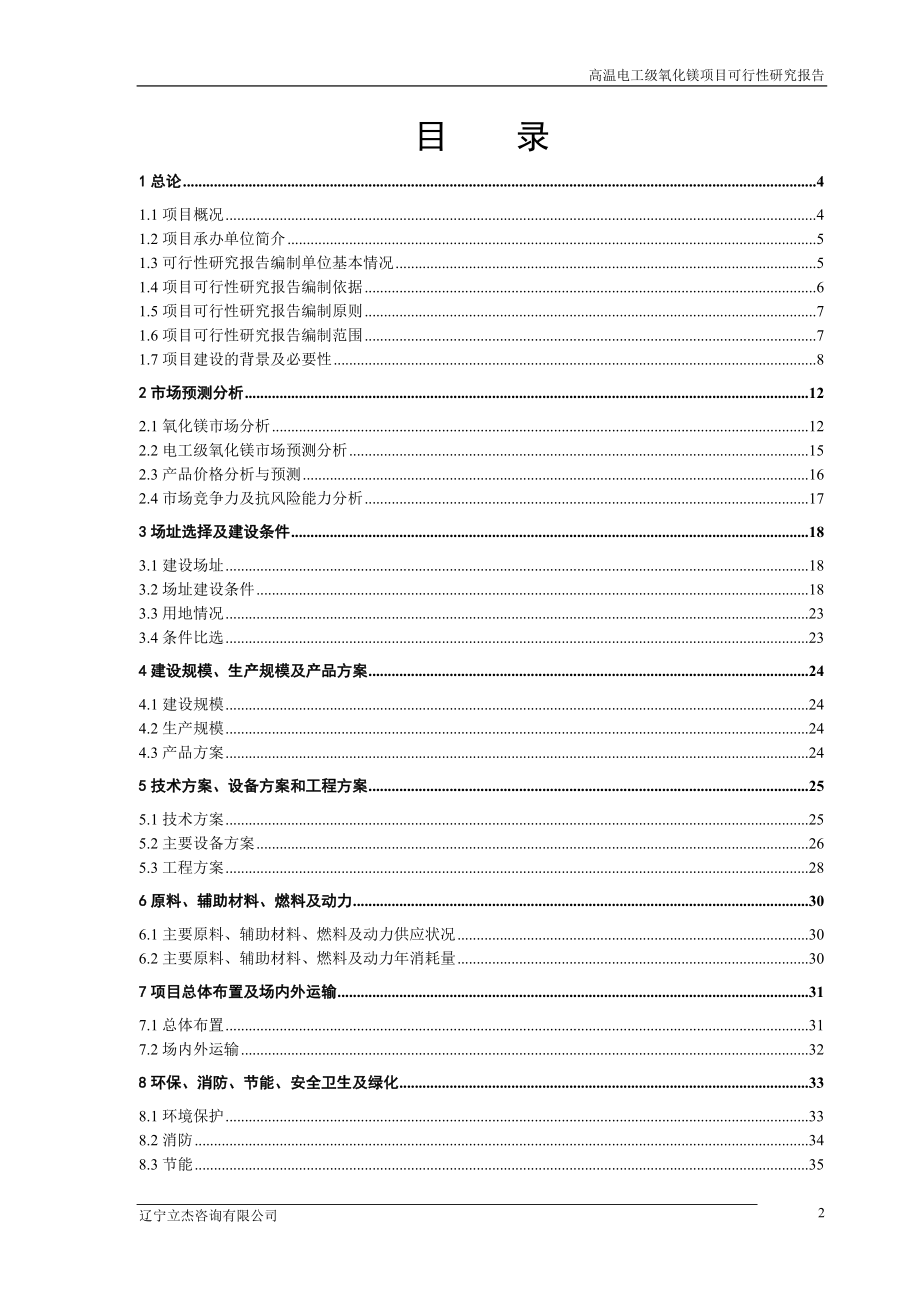 高温电工级氧化镁项目可行性研究报告_第2页