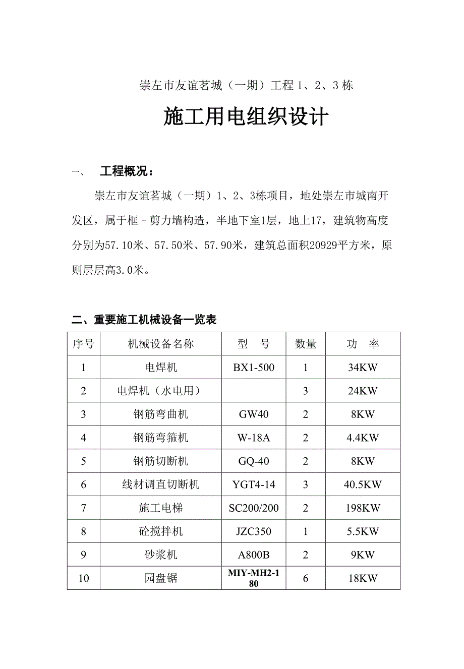 崇左市友谊茗城一期栋临电施工组织设计_第1页