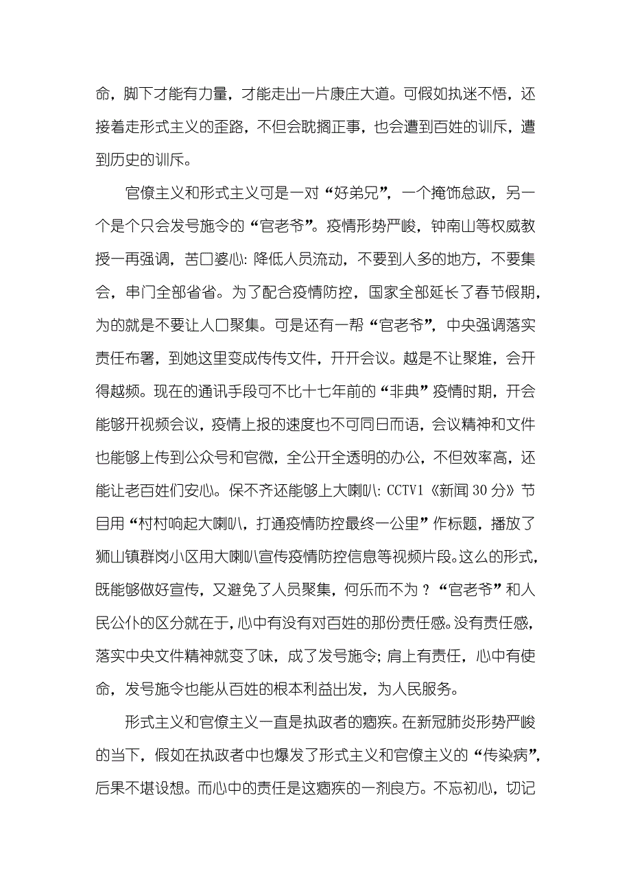 肺炎疫情期间整改形式主义、官僚主义心得体会六篇_第2页