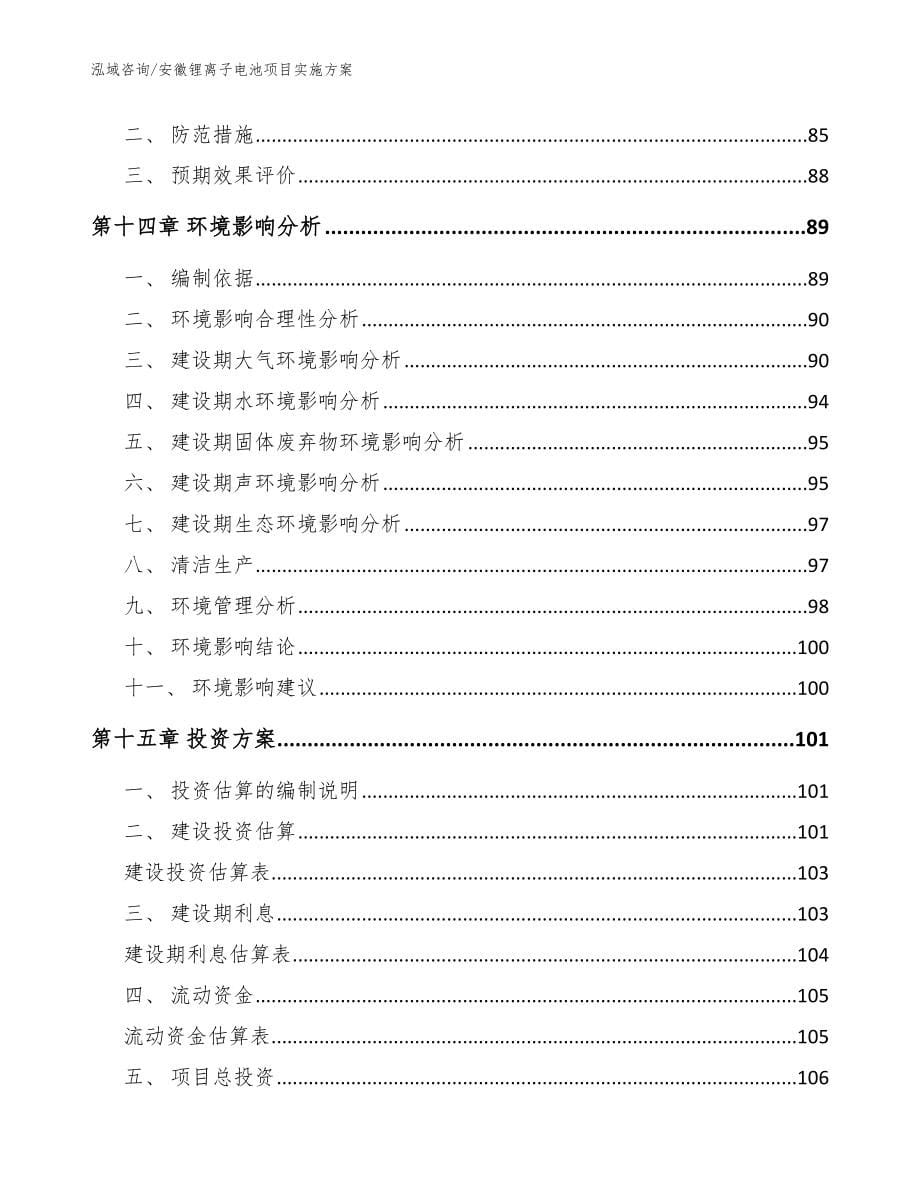 安徽锂离子电池项目实施方案_范文模板_第5页