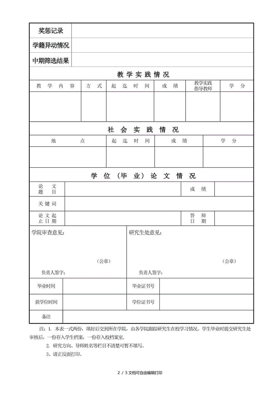 淮北师范大学硕士研究生学籍表_第2页