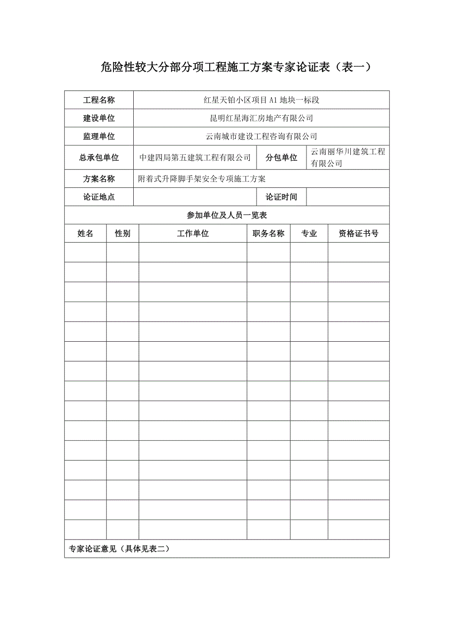 爬架专家论证表(一标段)_第1页