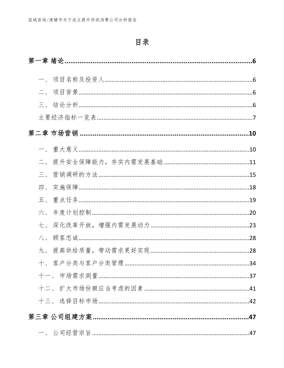 清镇市关于成立提升传统消费公司分析报告范文模板_第1页