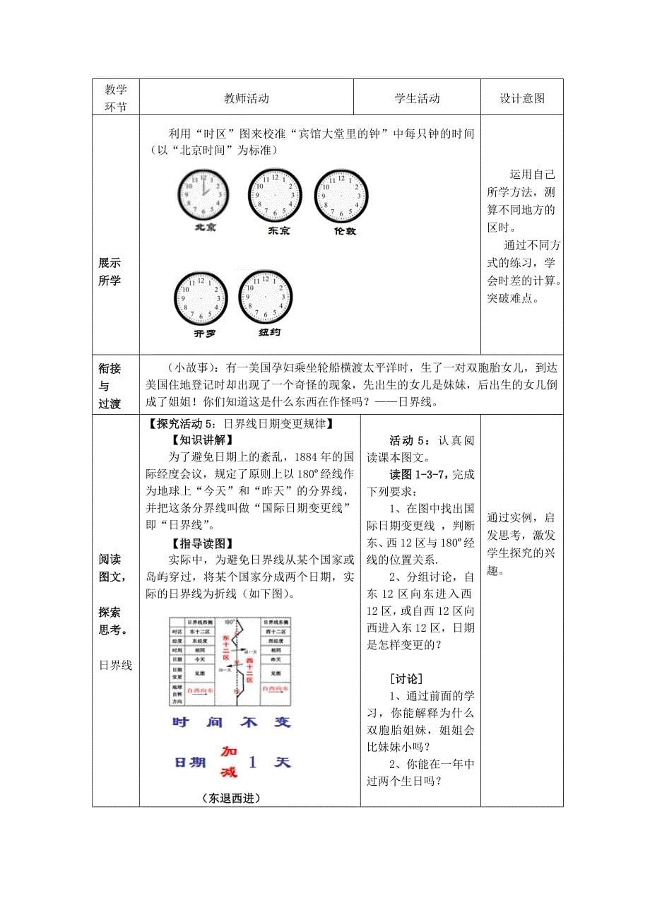 七年级地理上册-1.3地球的自转(第2课时)教案-(新版)商务星球版_第5页