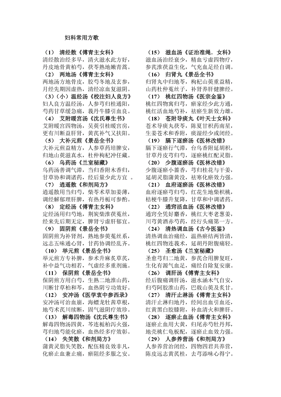 妇科常用方及方歌-八物汤方歌_第1页