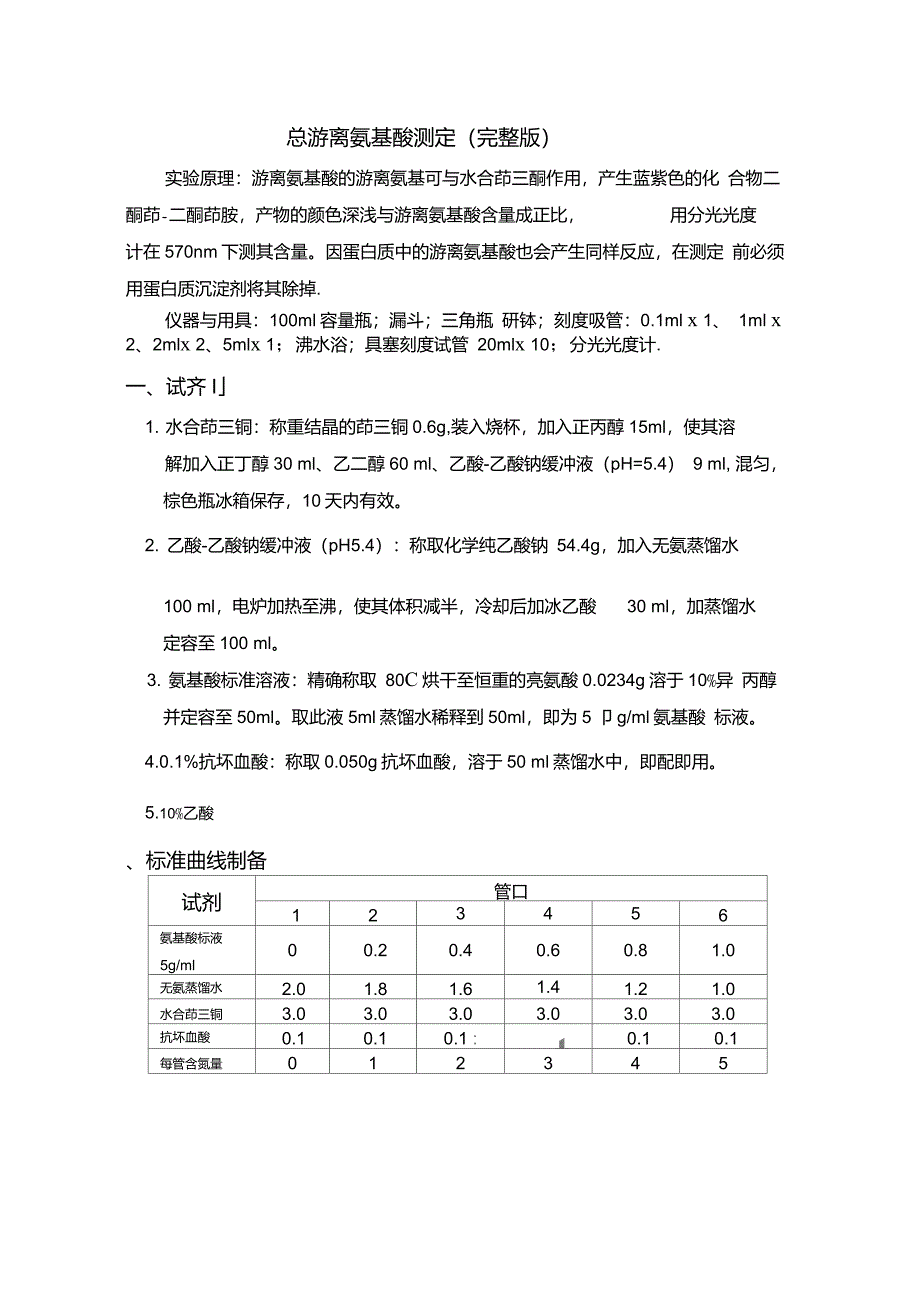 游离氨基酸测定(完整版)_第1页