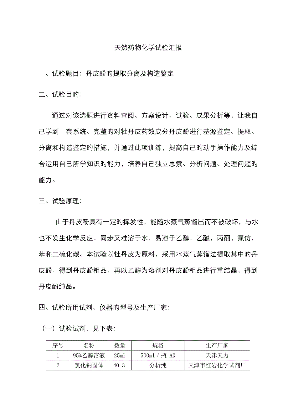 2023年天然药物化学实验报告_第1页