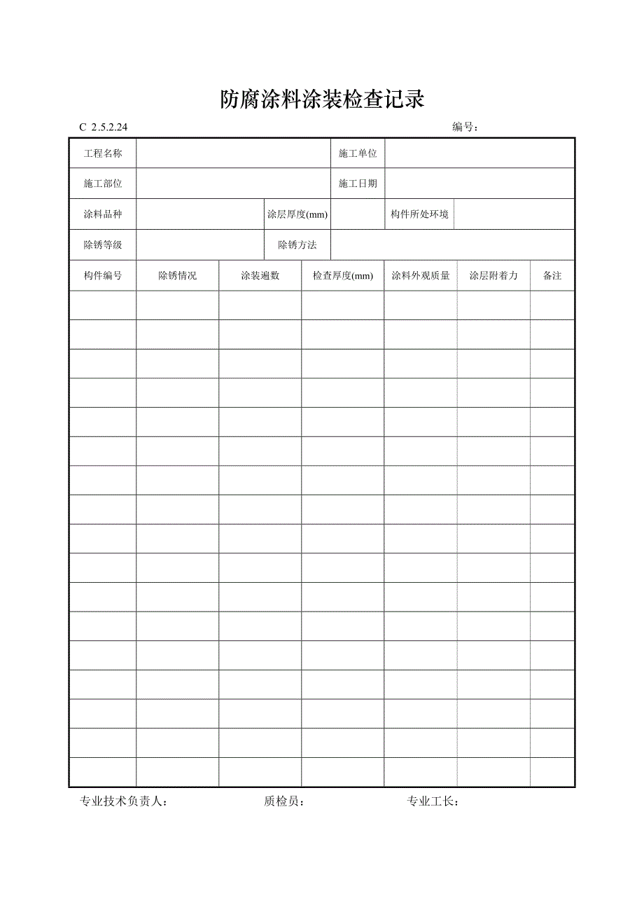 防腐涂料涂装检查记录_第1页