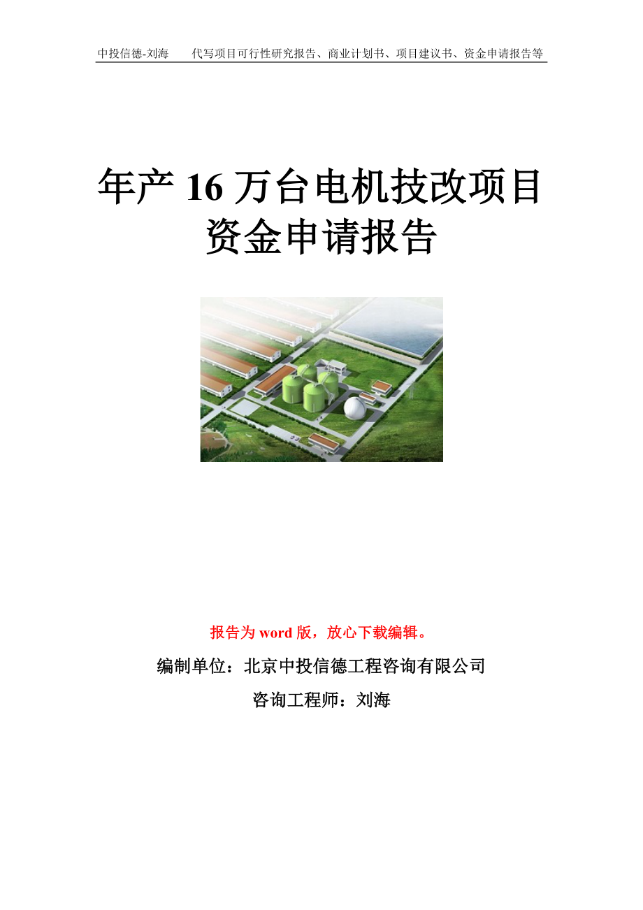 年产16万台电机技改项目资金申请报告模板_第1页