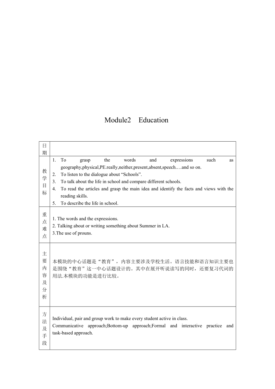 英语课时备课表（教案）Module1 Unit 3(2)_第3页