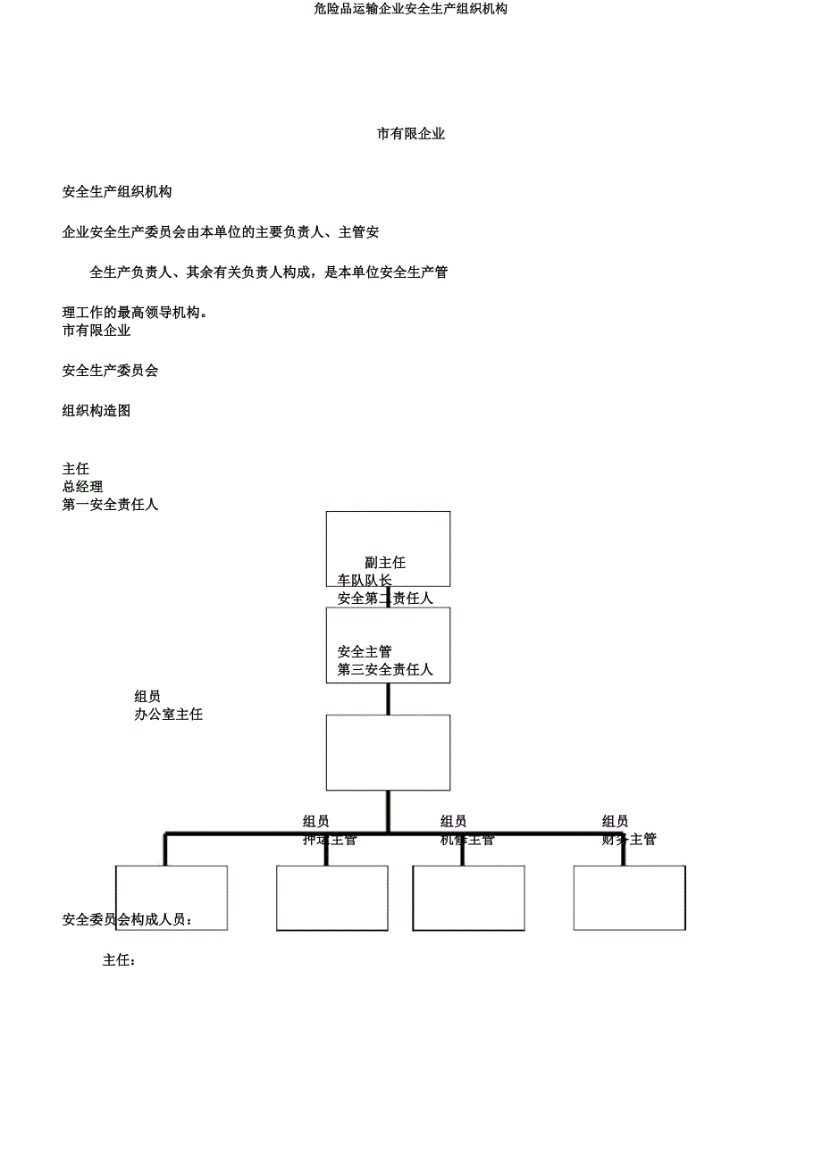 危险品运输企业安全生产组织机构.docx_第1页