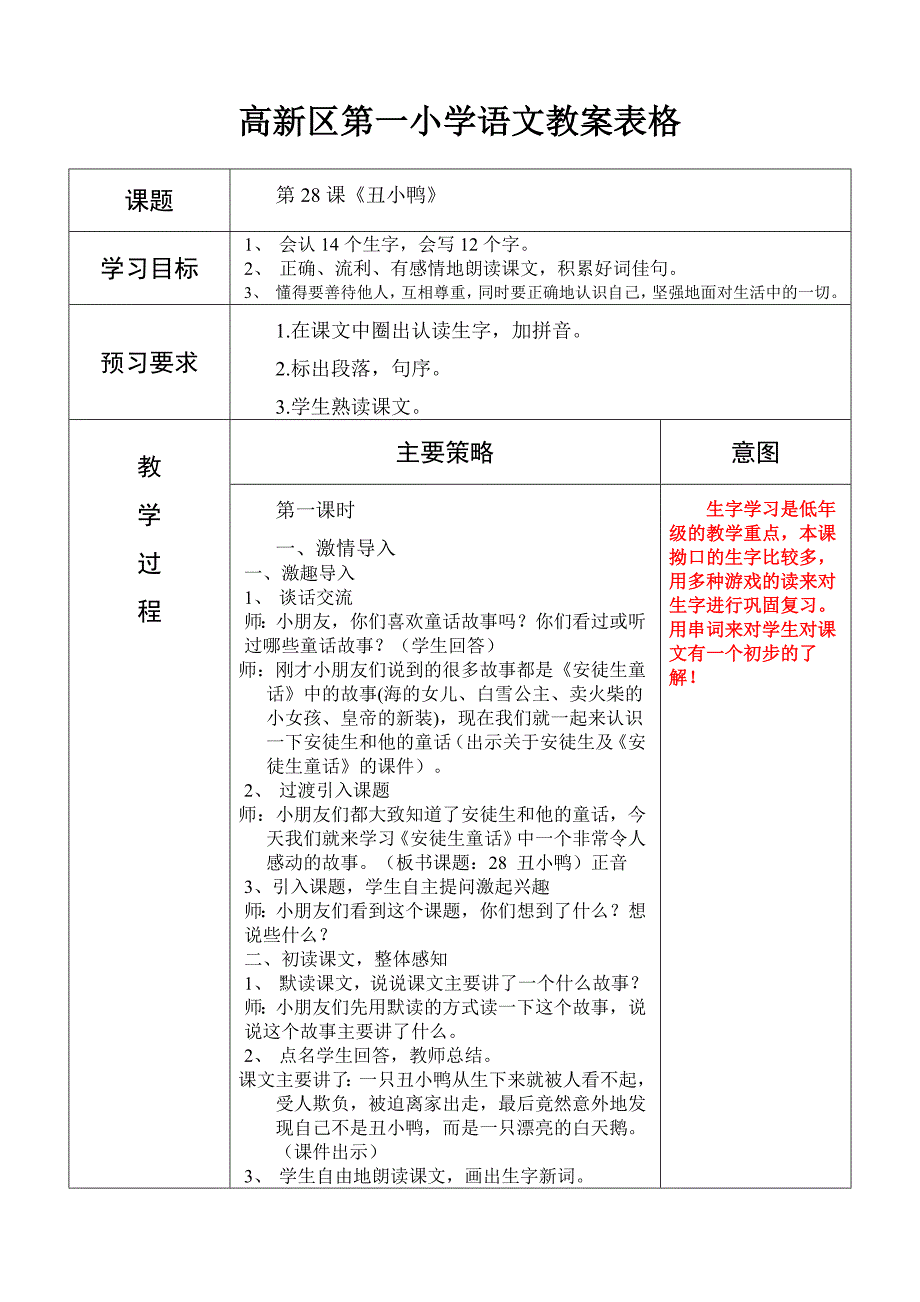 第28课《丑小鸭》.doc_第1页