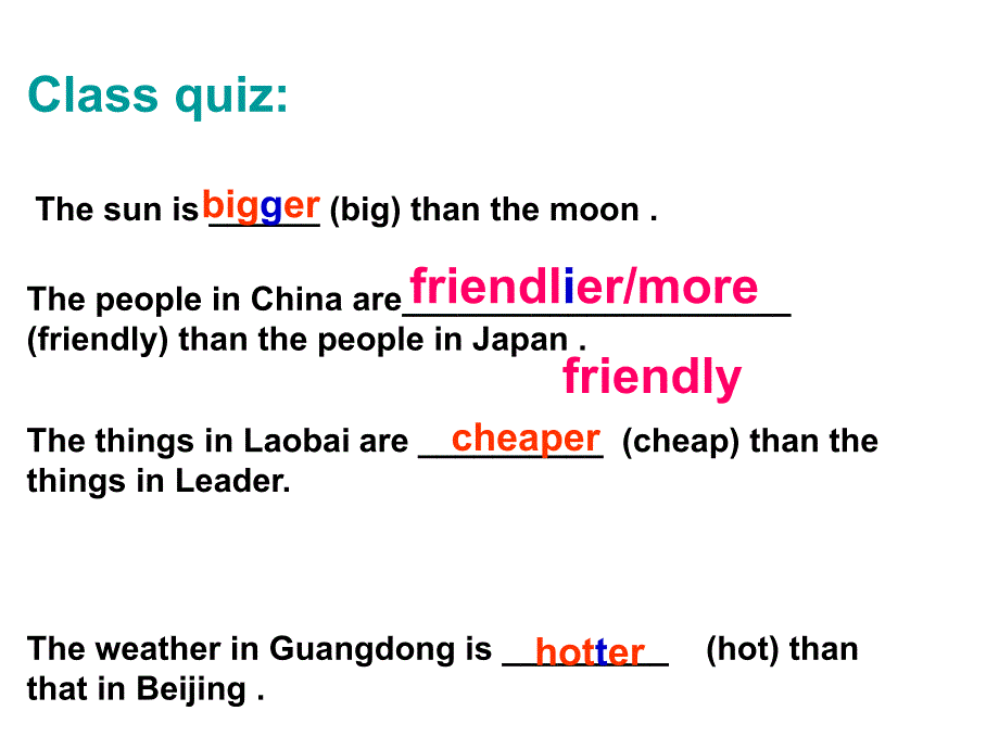 浙江省绍兴县杨汛桥镇中学八年级英语上册 Unit 3 I’m more outgoing than my sister Period 2课件 （新版）人教新目标版_第3页