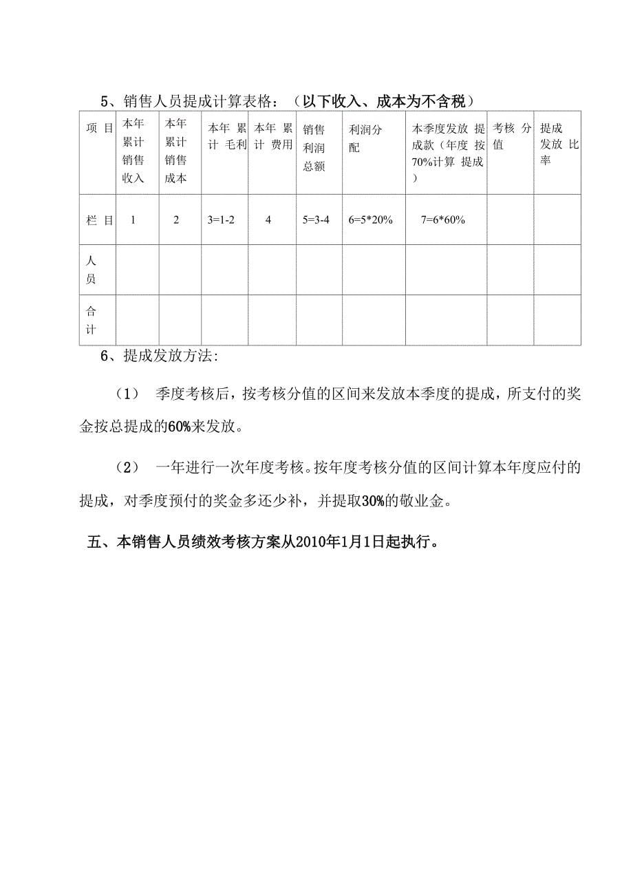 销售人员绩效考核制度200912_第5页