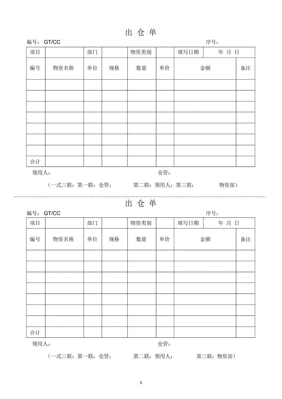 仓库管理制度(包含各种表格)_第5页