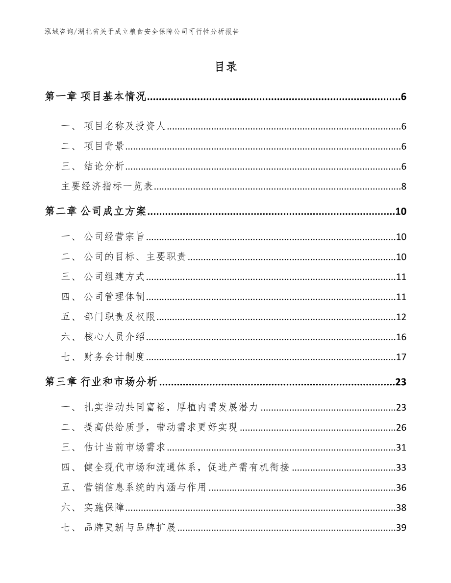 湖北省关于成立粮食安全保障公司可行性分析报告_第1页